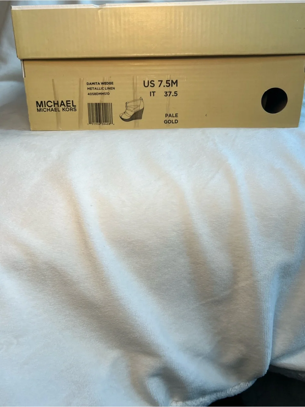 Michael Kors Gold Espadrille Wedge Sandals with Front Zip